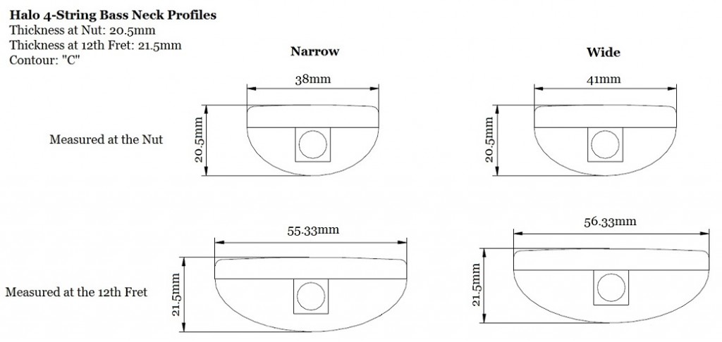 Halo 4-String Bass Guitar Neck Profiles