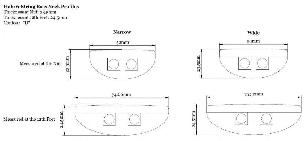 Halo 6-String Bass Guitar Neck Profiles