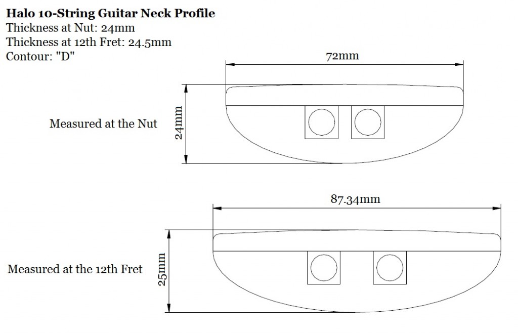 Halo 10-string Guitar Neck Profile