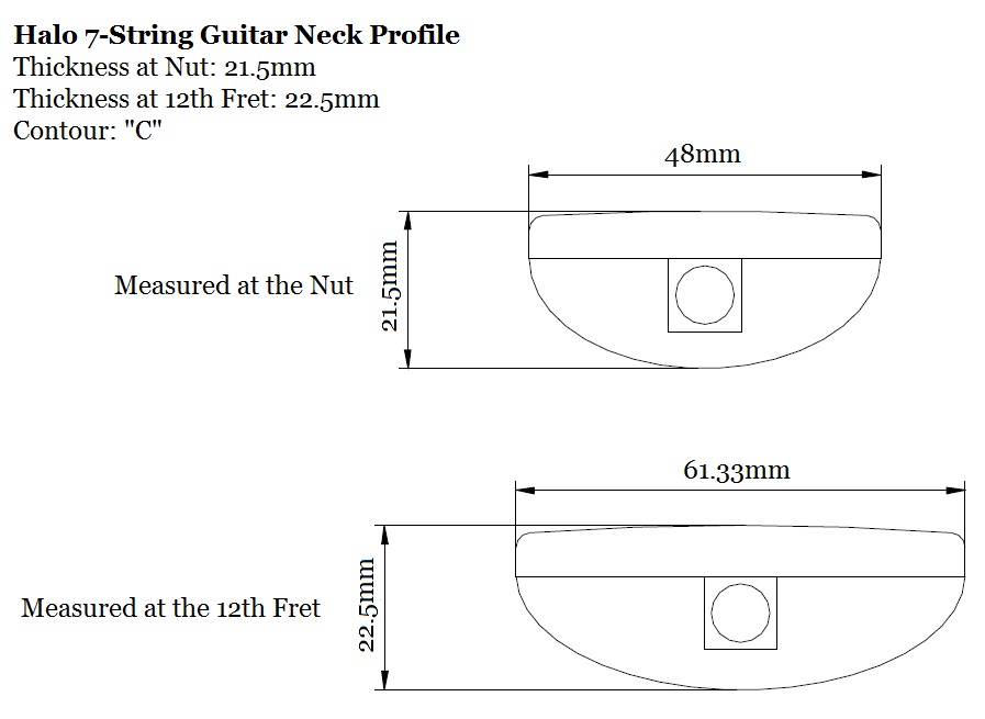 Halo 7-string Guitar Neck Profile
