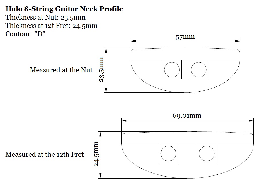 Halo 8-string Guitar Neck Profile