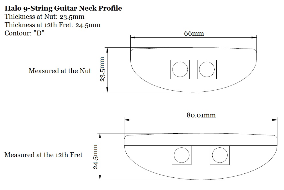 Halo 9-string Guitar Neck Profile